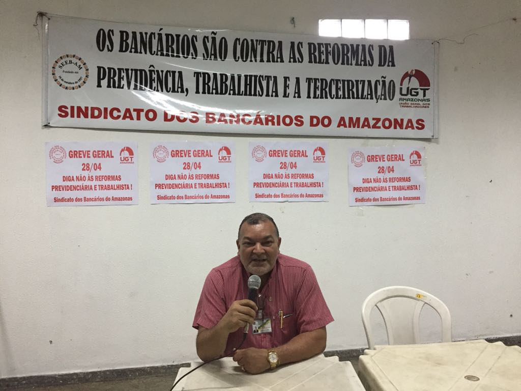 Bancários do Amazonas aderem a greve geral no próximo dia 28 de abril contra reformas