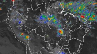 Imagens de satélite mostram tempo carregado sobre Manaus nesta quarta-feira