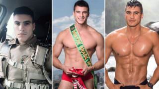 Policial militar, Mister Brasil arranca suspiros no Sambódromo do Anhembi