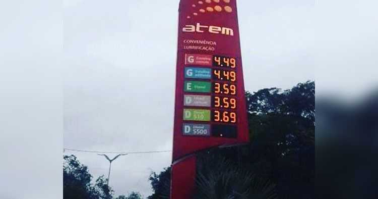 Preço da gasolina em Manaus já chega a R$ 4,49