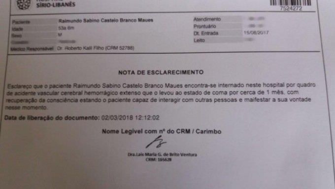 Sabino sofreu um AVC no ano passado