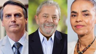 Lula aparece na frente, seguido por Bolsonaro e Marina Silva