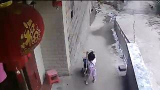 Garota empurra carrinho com irmã bebê ladeira abaixo; veja vídeo