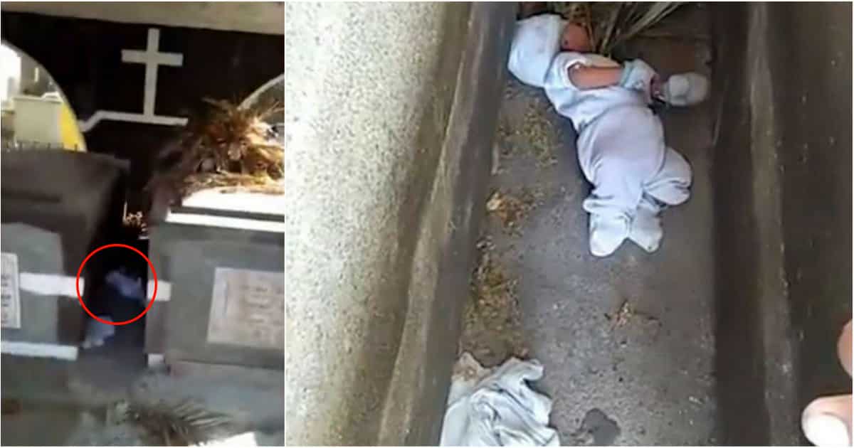 Vídeo flagra momento em que bebê de 2 meses é encontrado em cemitério