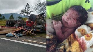 Bebê nasce após mãe ter barriga dilacerada em acidente grave