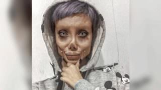 'Angelina Jolie zumbi' mostra seu verdadeiro rosto pela primeira vez e surpreende