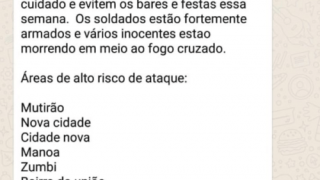 Em mensagem, facção mostra bairros que podem sofrer ataques