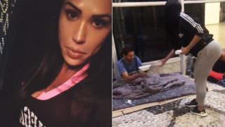 VÍDEO: Gracyanne Barbosa distribui comida para moradores de rua
