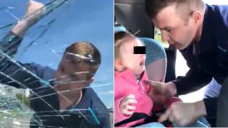 VÍDEO: Pai quebra janela do carro da ex e pega filha no banco de trás