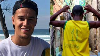 Philippe Coutinho encontra Wallace, menino que emocionou o Brasil