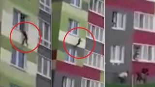 Menino cai do 7º andar e vizinhos aparam queda com cobertor; veja vídeo