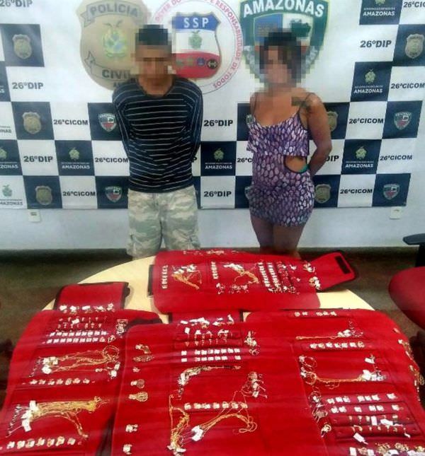 Em Manaus, casal é preso suspeito de roubar R$ 28 mil em jóias