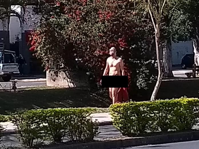 Homem é flagrado andando nu em avenida