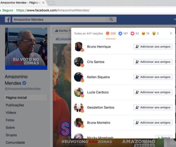 Página de Amazonino no Facebook sofre ataque de perfis falsos