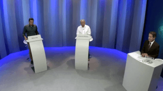 Wilson Lima e Amazonino Mendes no debate antes do segundo turno das eleições 2018