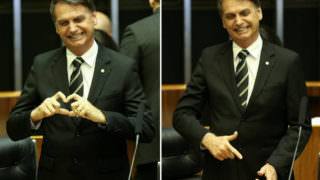 Instado a fazer gesto de arma, Bolsonaro faz 'coraçãozinho' no plenário da Câmara