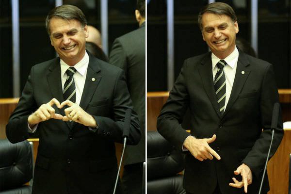 Instado a fazer gesto de arma, Bolsonaro faz ‘coraçãozinho’ no plenário da Câmara