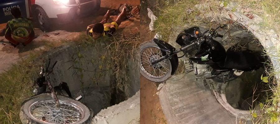 Durante fuga, suspeitos de assalto caem com moto em bueiro em Manaus