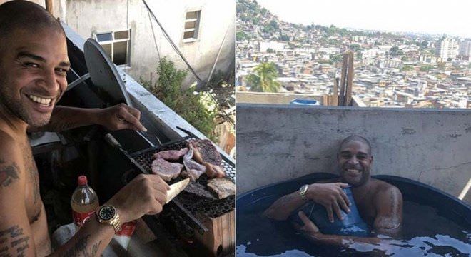 Adriano Imperador mostra rotina na favela com banho na caixa d’água e churrasco na laje