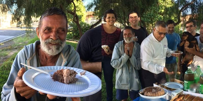 Aos 57 anos, morador de rua ganha primeira festa de aniversário da vida
