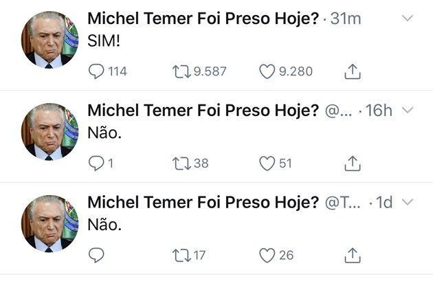 Rede social que contava os dias para prisão de Temer viraliza na web