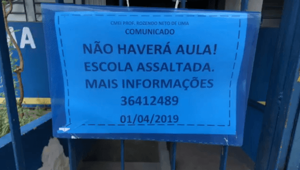 Criminosos vandalizam escola e furtam material no Conjunto Boas Novas