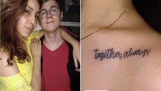 Namorada de Rafael Miguel faz tatuagem em homenagem ao ator