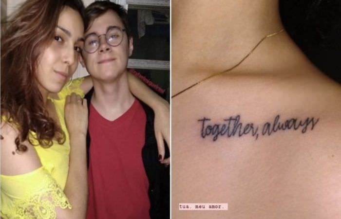 Namorada de Rafael Miguel faz tatuagem em homenagem ao ator