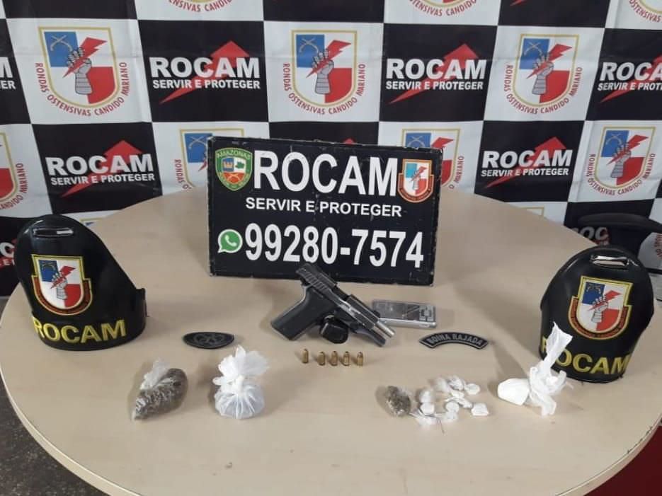 Policiais da Rocam detêm dupla suspeita de tráfico e porte ilegal