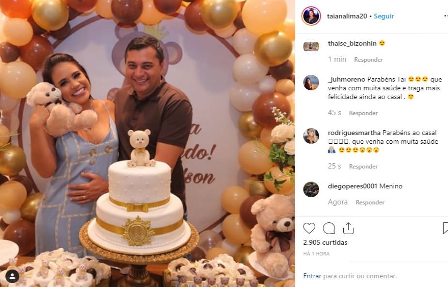 Primeira-dama do Estado revela gravidez na sua conta do Instagram