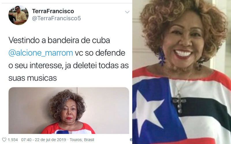 Alcione é acusada de usar bandeira de Cuba, mas era do Maranhão