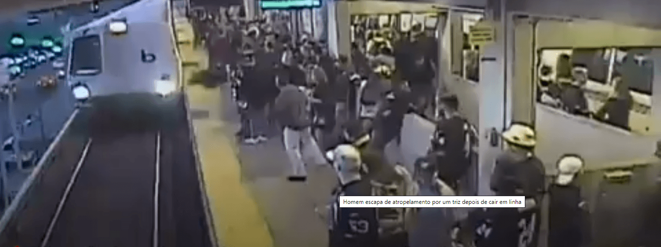 Homem escapa por um triz de depois de cair em linha do metrô nos EUA