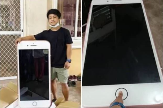 Jovem compra iPhone superbarato e recebe mesa no formato do celular