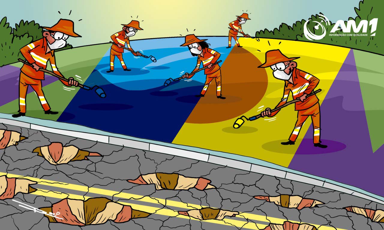 Bairros estão só buracos enquanto prefeitura insiste em colorir Manaus