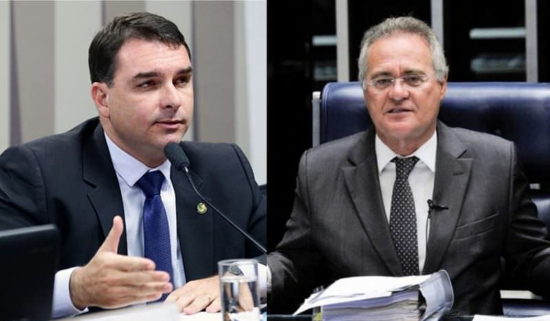 Flávio Bolsonaro critica Calheiros em audiência da CPI