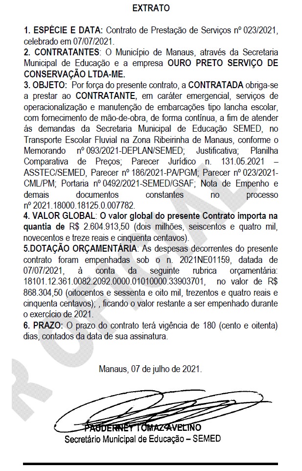 Extrato - Pauderney Avelino-Semed-Educação-Ouro Preto