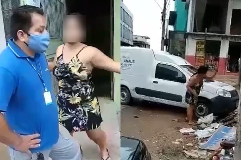 Vídeo: funcionário da Águas de Manaus é agredido por cliente fora de controle