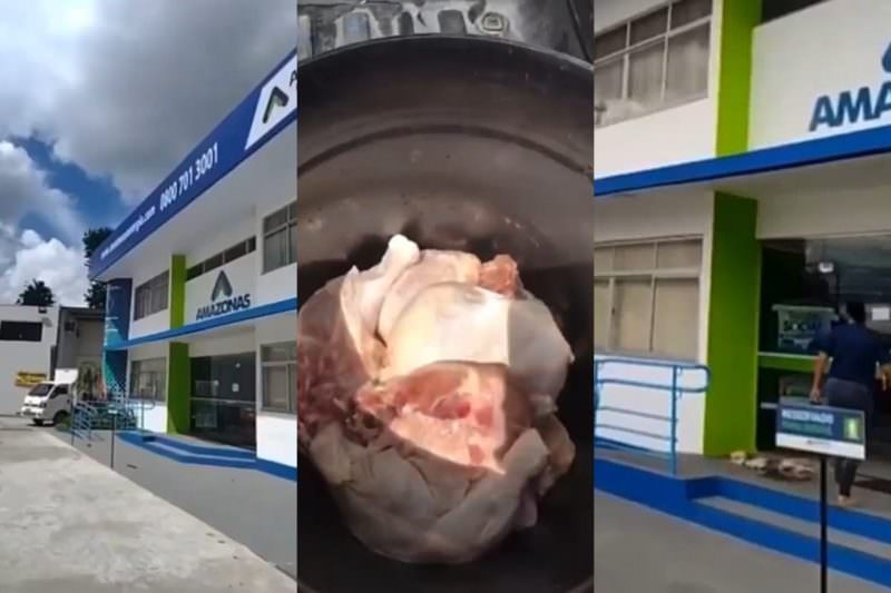Vídeo: revoltado, cliente joga frango estragado na porta da AM Energia
