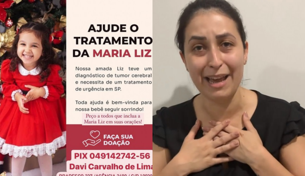 Mãe pede doações para o tratamento da filha com tumor cerebral em Manaus