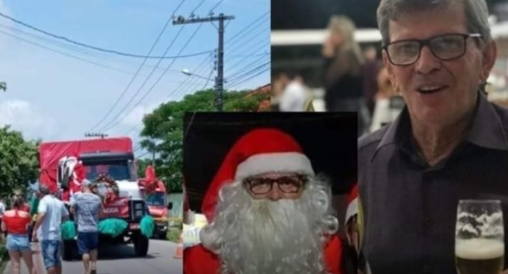 ‘Papai Noel’ morre após cair de caminhão e ser atropelado em ação filantrópica