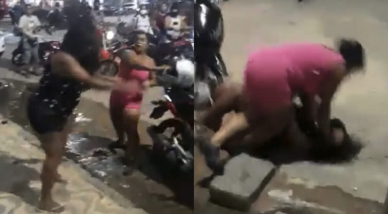 Vídeo: quatro mulheres brigam após esposa traída tentar matar amante na rua