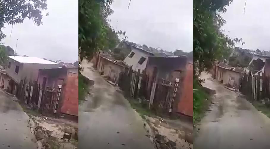 Vídeo: casa desaba em Manaus e vizinha se desespera: ‘ai meu Deus, a casa tá indo embora’