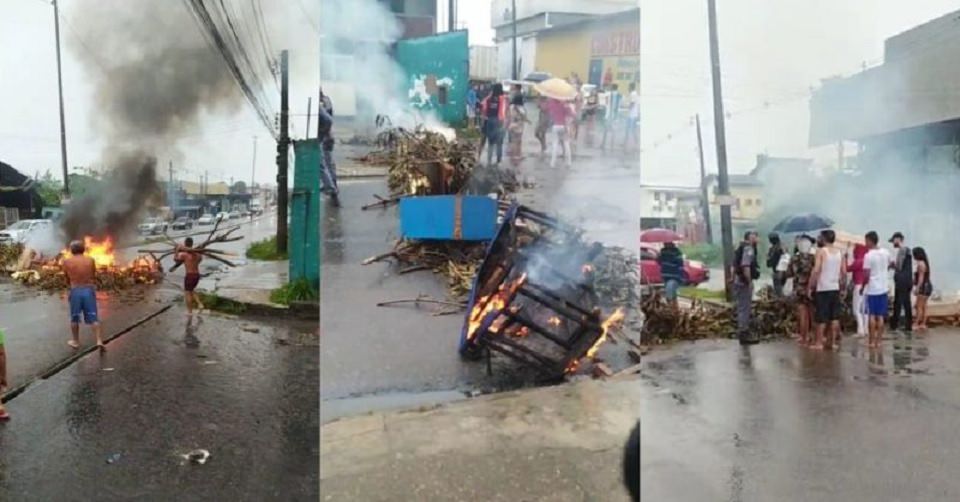 Moradores fecham avenidas em protesto por prejuízos após forte chuva em Manaus