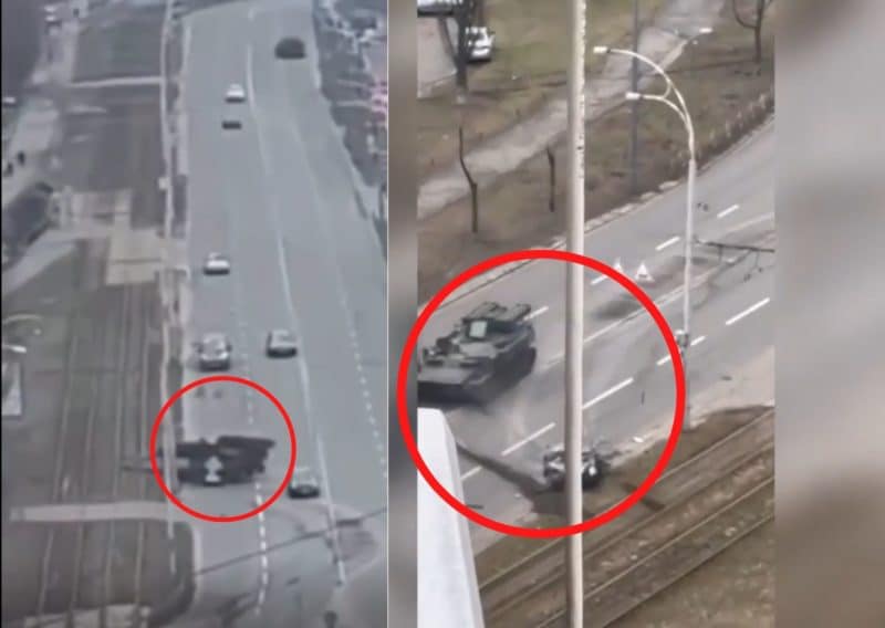 vídeo tanques esmagam carros na ucrania