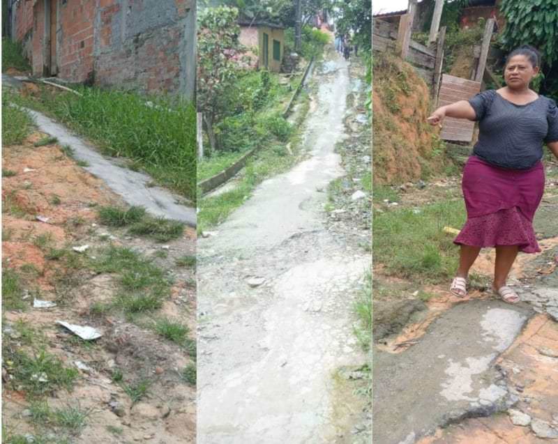 Denúncia: população reclama de buracos, esgoto e alagação nas ruas da zona Norte de Manaus