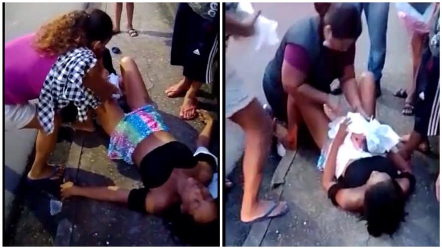 Vídeo: mulher dá à luz em calçada no bairro Petrópolis, em Manaus