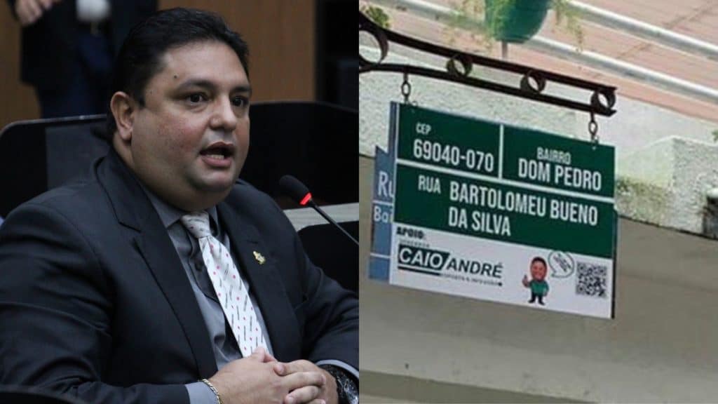 Vereador Caio André estampa a própria logo em placas para identificar ruas em Manaus