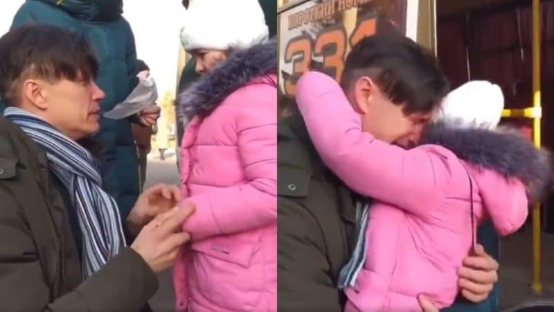 Vídeo: aos prantos, ucraniano dá adeus para filha antes de se alistar