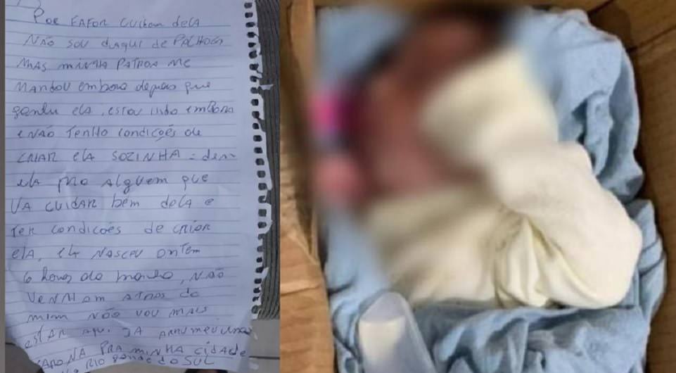 Mãe abandona bebê de um dia de vida e deixa carta: 'não tenho condições'