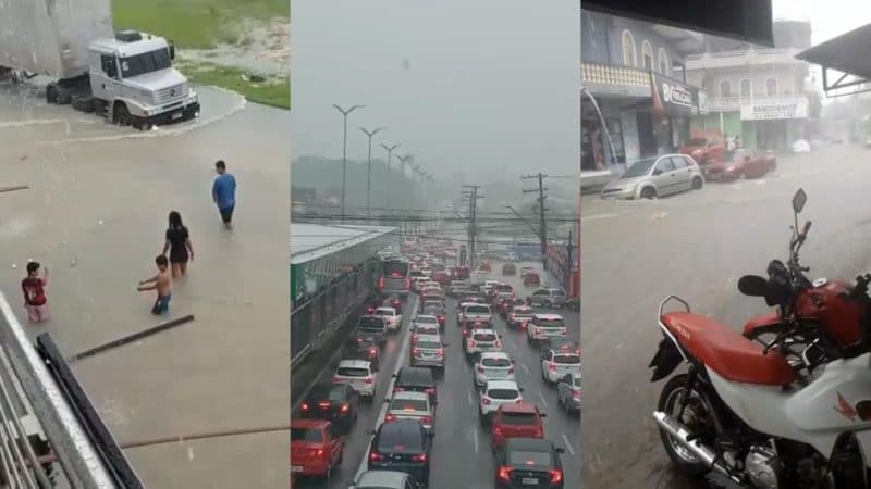 Vídeo: domingo de chuva registra alagamentos e expõe problemas de infraestrutura em Manaus